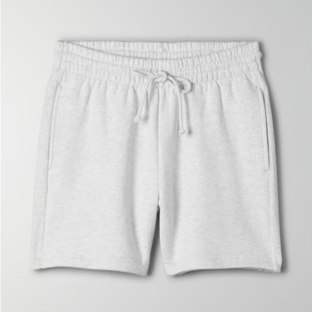 Aritzia TNA Cozy Fleece Boyfriend 6” Sweatshort - Heather Cloud White